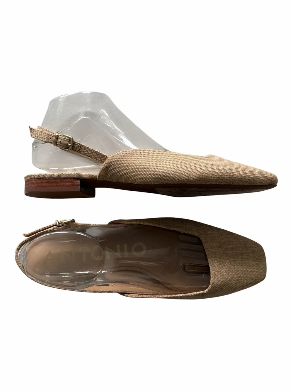 Antonio Melani Shoes Flats Linen Square Toe Sling Back Clean Girl Neutral Sz 10
